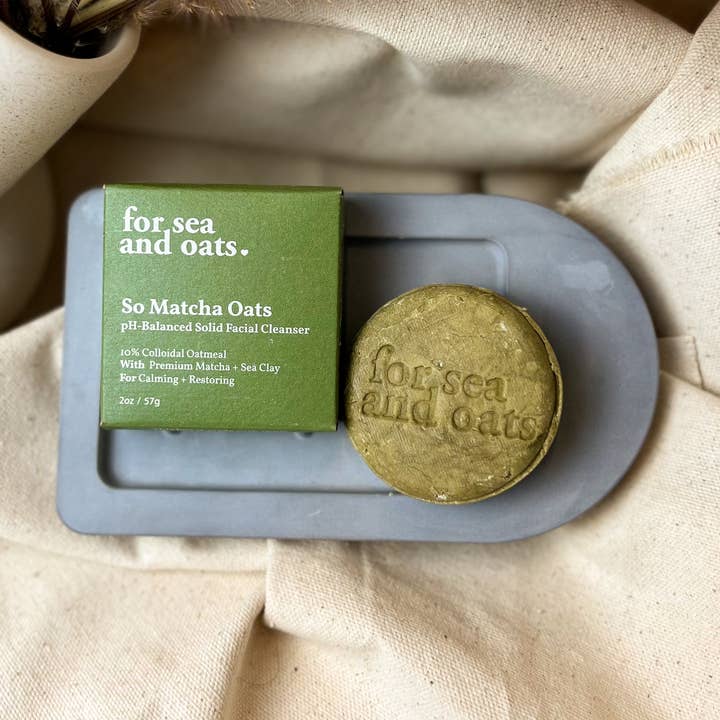 So Matcha Oats pH-Balanced Solid Facial Cleanser | Unscented for wholesale by For Sea and Oats