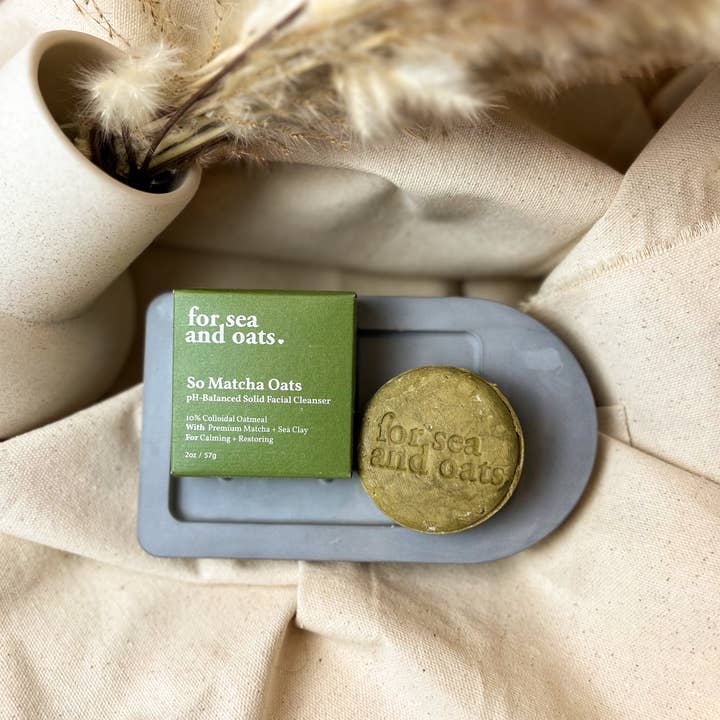 So Matcha Oats pH-Balanced Solid Facial Cleanser | Unscented for wholesale by For Sea and Oats