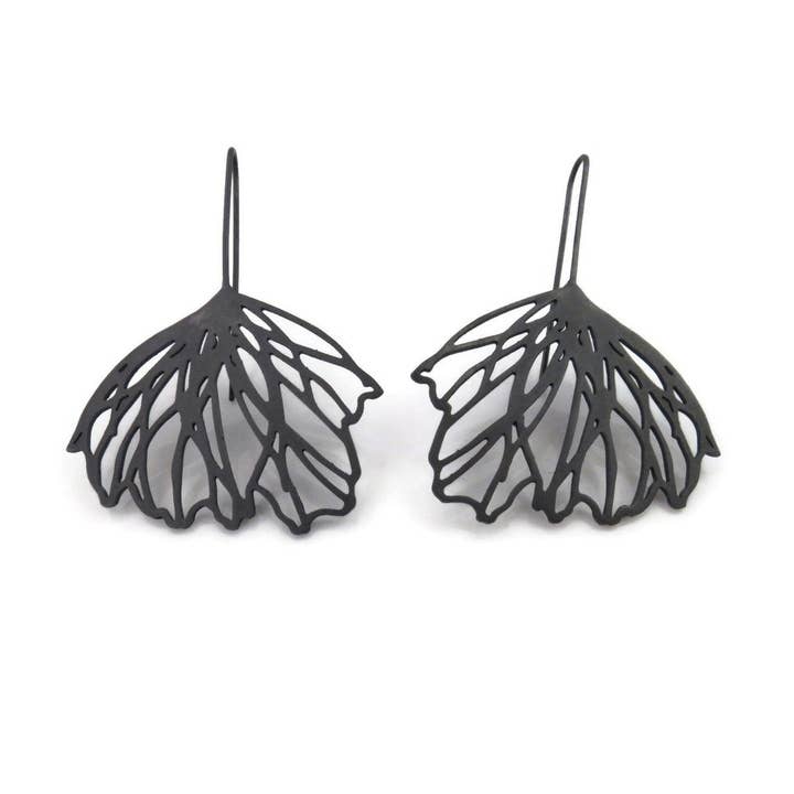 Floral Large Oxidized Silver Earrings for wholesale by Kimya Joyas