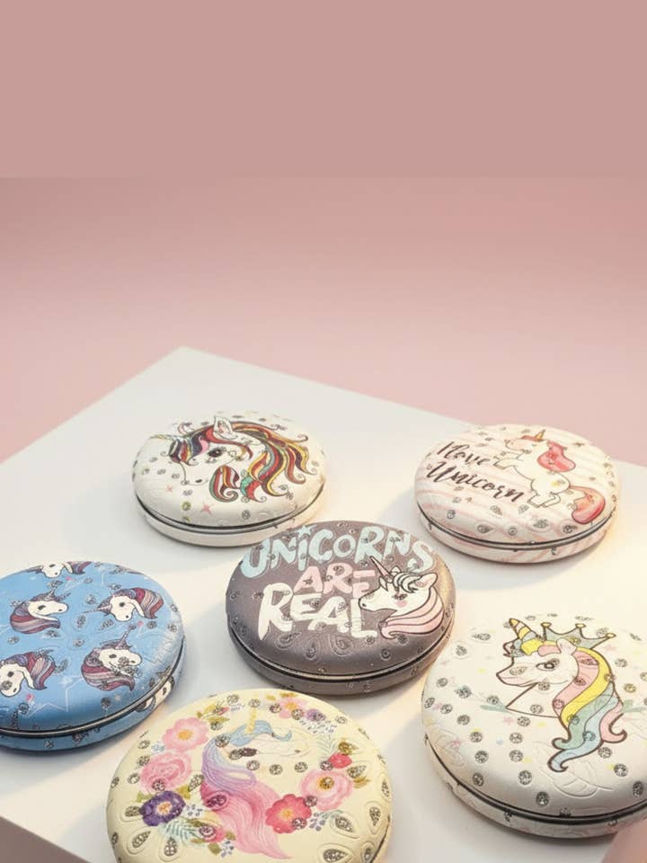Lot de 12 miroirs compacts scintillants licorne pour la vente par Arya Jewellery Wholesale