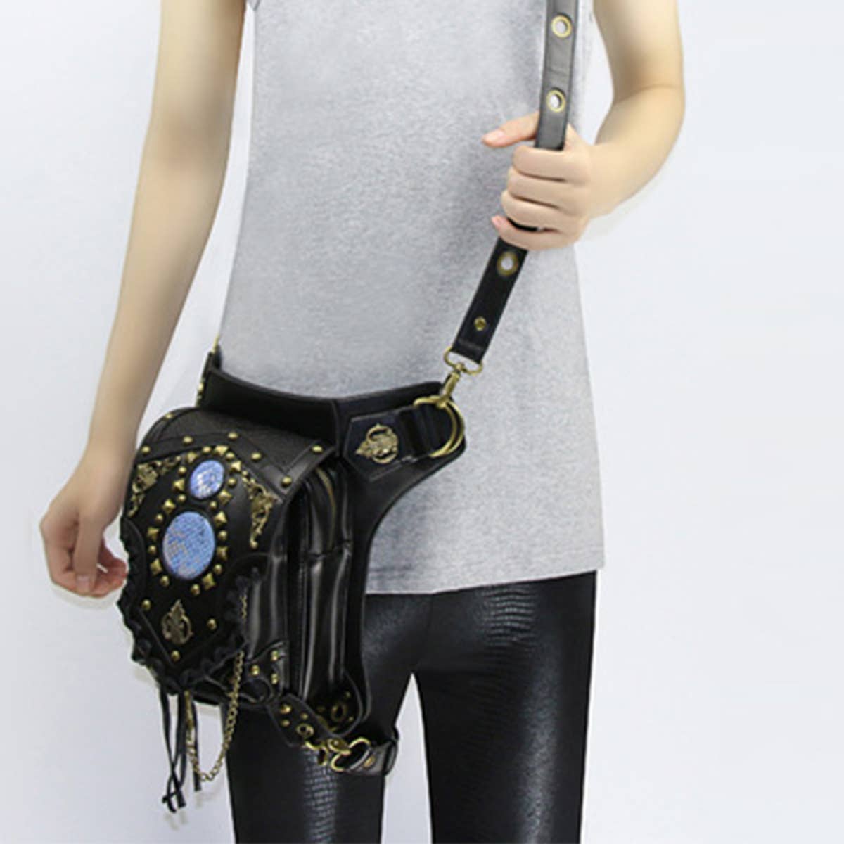 Black STEAMPUNK ONE-SHOULDER DIAGONAL BAG PURSE_CWAB0639 for wholesale on Faire3