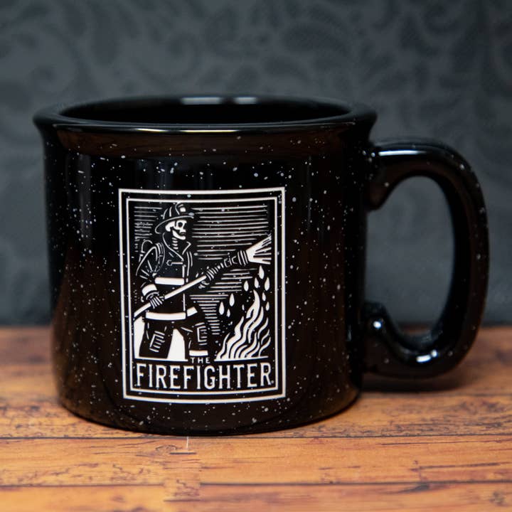 Skeleton Firefighter Mug | Sandblast Etched Firefighter Gift for wholesale by Gifts of Glass & Wear
