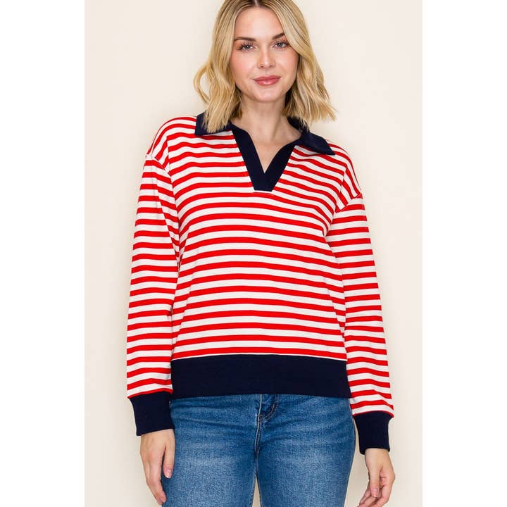 FELPA A RIGHE CON COLLETTO A CONTRASTO per la vendita all'ingrosso da parte di STACCATO