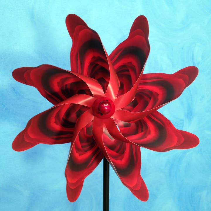 Blood Rose Girandola Winwheel Wind Spinner Whirligig Windmill Ventola per la vendita all'ingrosso da parte di Paper Arboretum