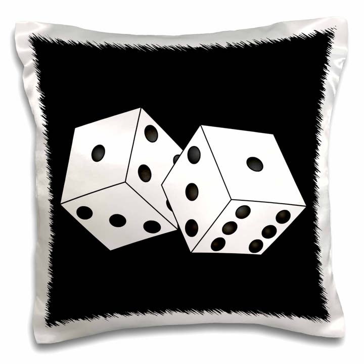 3dRose, Svart och vit tärning - Tärning med svart bakgrund, kuddfodral för wholesale av 3dRose