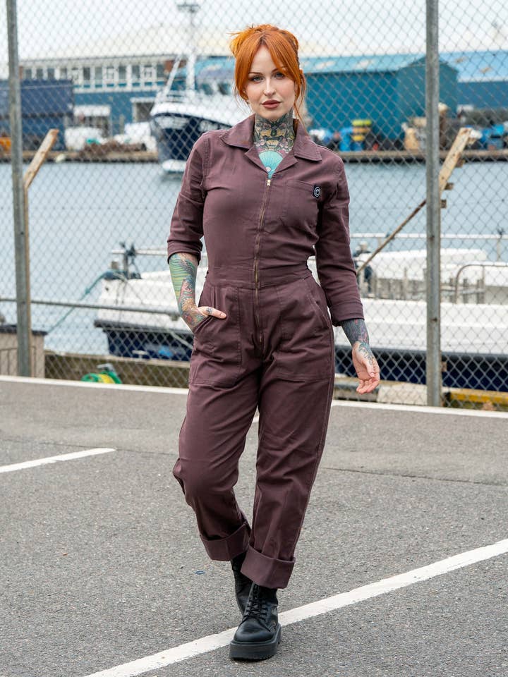 Rebel Romance – wholesale Jumpsuit – Women's – Rebel Romance Plum Mocha Boiler Suit2