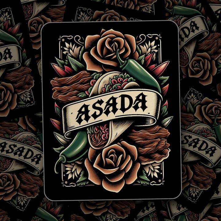 Asada Taco Illustration Sticker for wholesale by Taco Gear