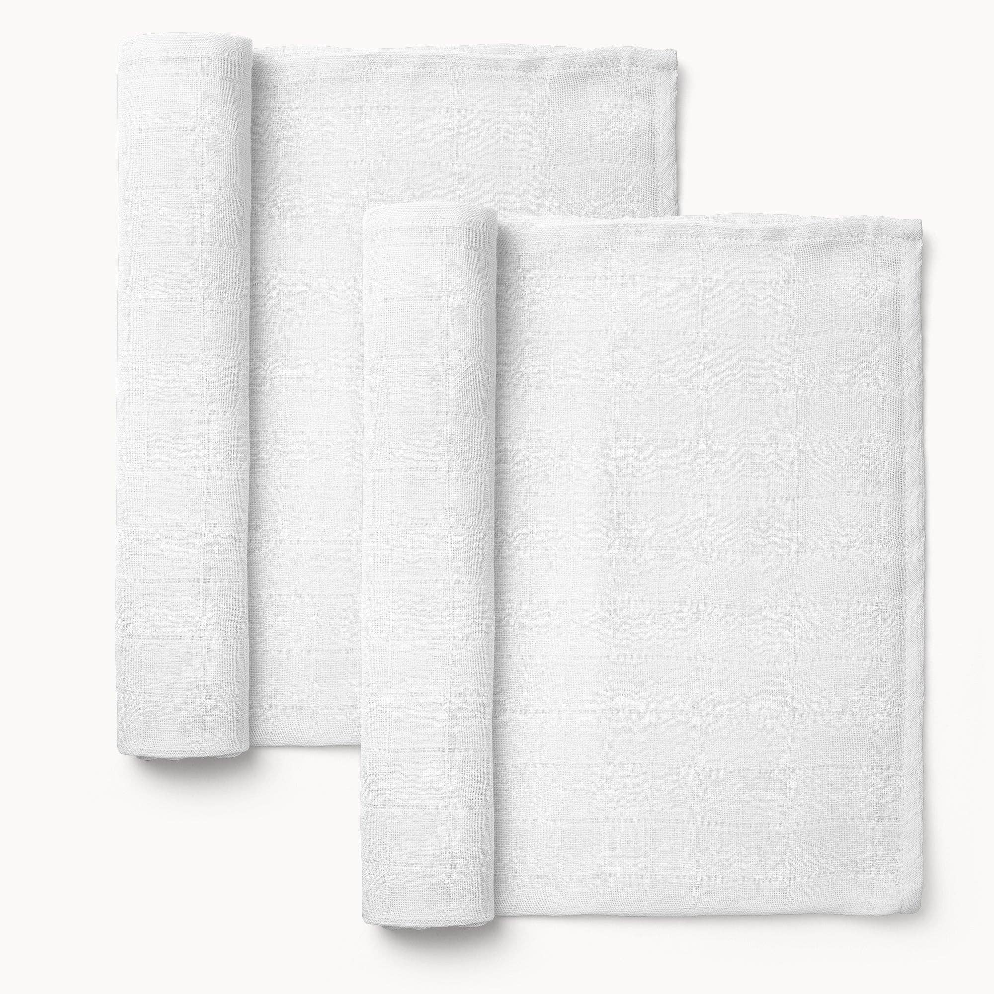 Natemia - Wholesale Swaddle - Baby - Muslin Bamboo Swaddle Blankets in White - 2 pack7