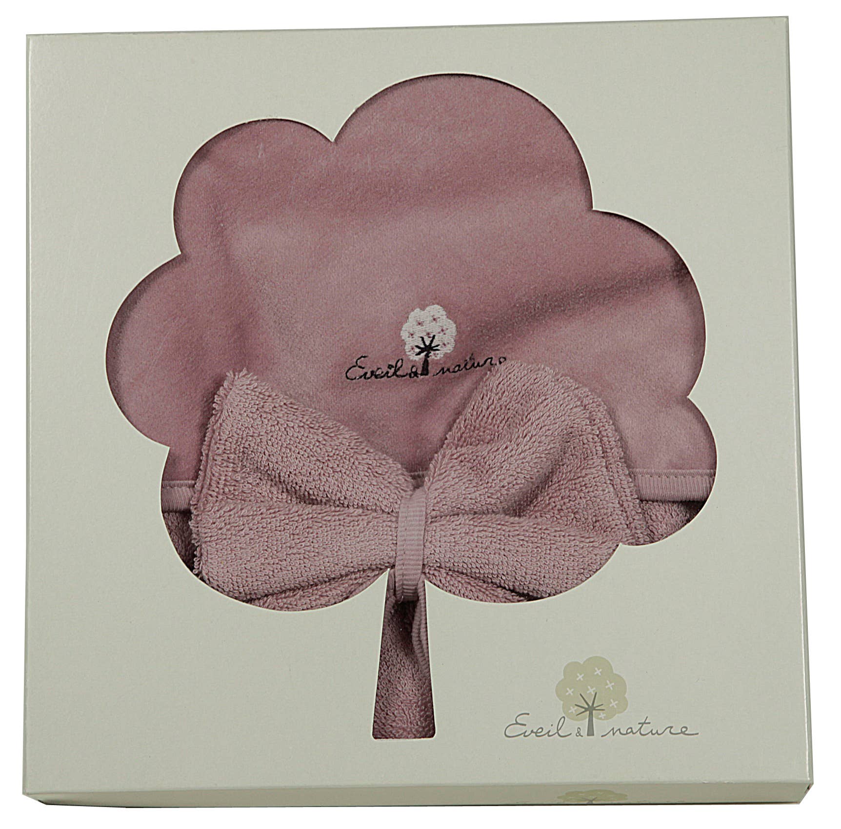 Eveil et Nature – Toalha com capuz - Crianças e bebés por atacado – Capa de banho e luva 75 x 75 cm Rosewood0