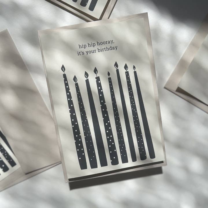 Hip Hip Hooray, Happy Birthday card for wholesale by Twenty two east