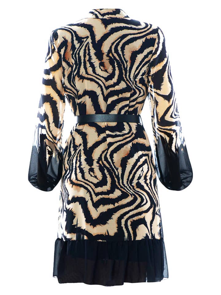 Sort Lolita Tiger Print Chiffon Overlay Kjole - Sort for engroshandel på Faire