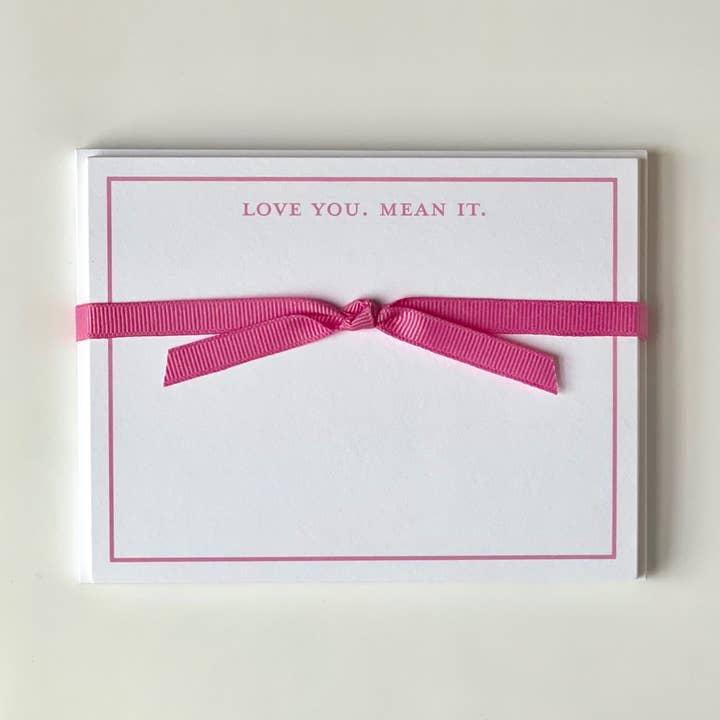 Love you. Mean it (color options) - Flat Note Cards for wholesale by Georgetown Paperie