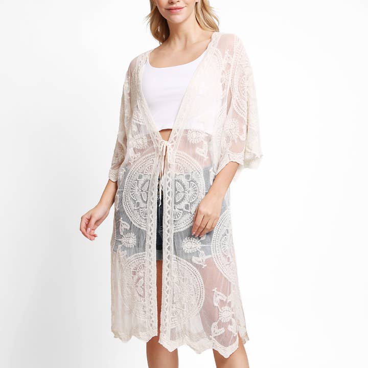 Fashion City - Wholesale Swim Cover Up - Women's - Women's Tie-Knot Lace Cover-Up