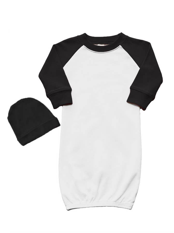 Long Sleeve Baby Gown and cap set, Raglan Baby Gown Set for wholesale by MONAG