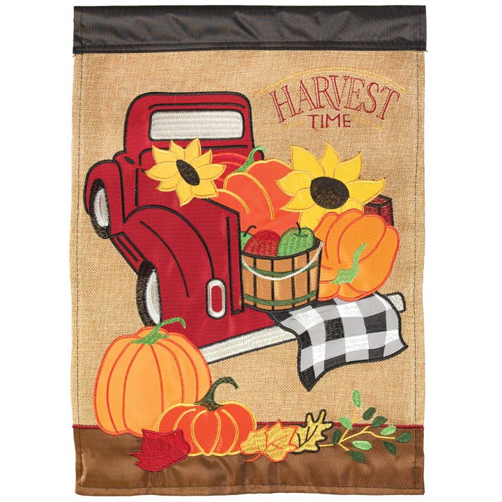 HARVEST TIME TRUCK FLAG BURLAP GARDEN for wholesale by Dicksons