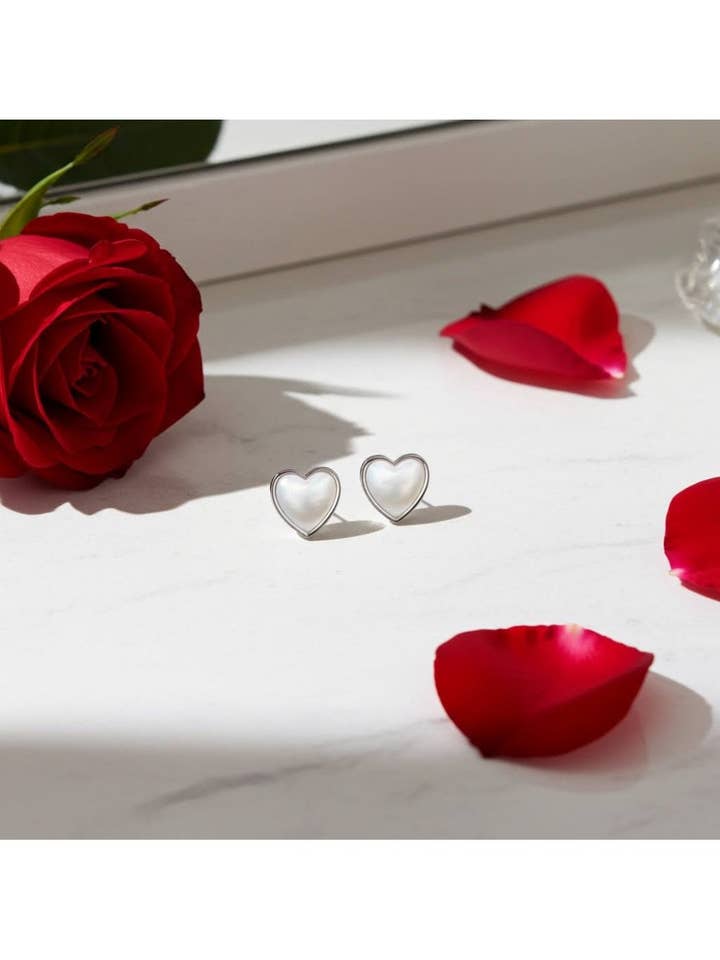 Pearl Heartbeat Stud Earring for wholesale by Oceanic Jewellers - Majique London