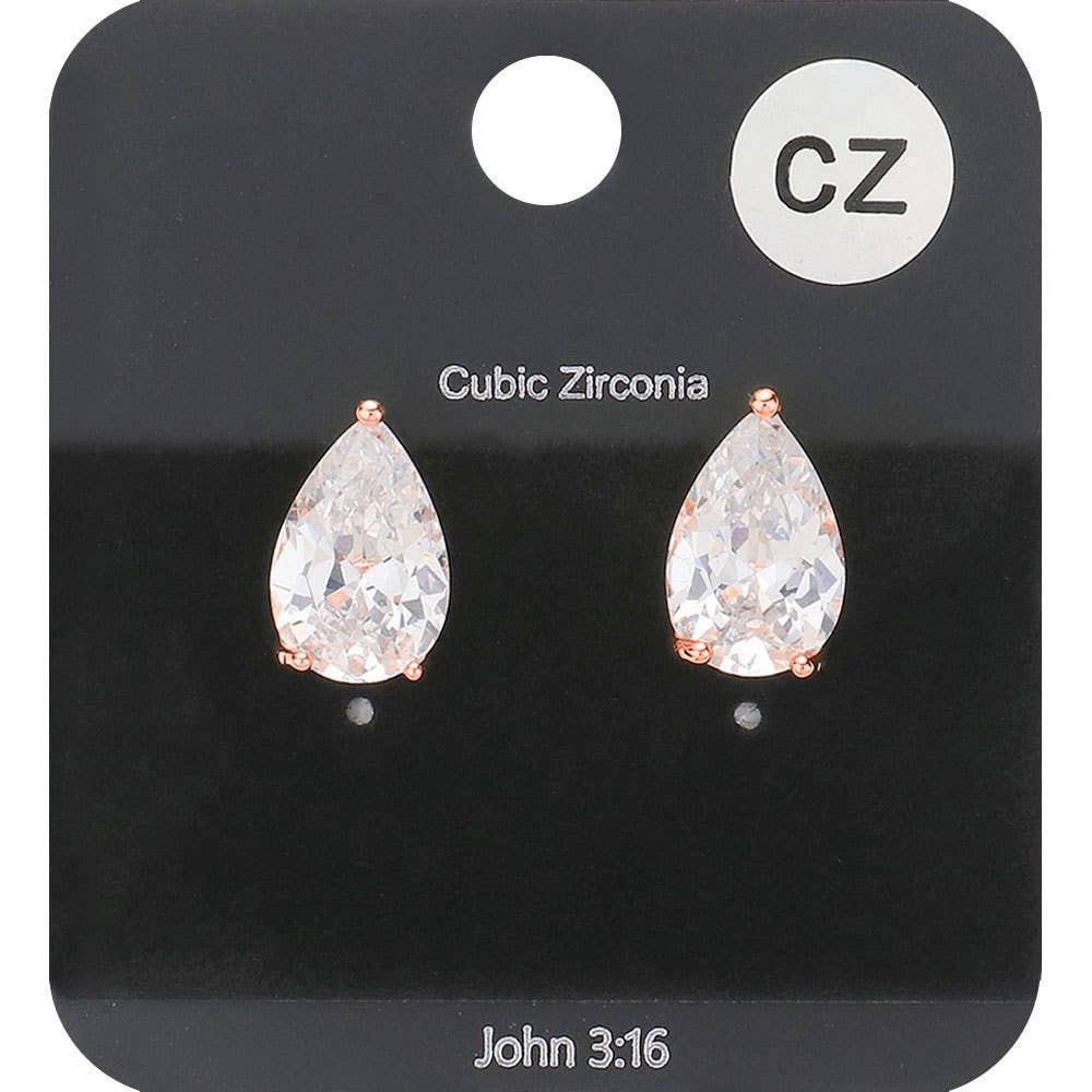 Sensibling Corp. - Wholesale Stud/Post Earrings - Teardrop CZ Stone Stud Earrings
5