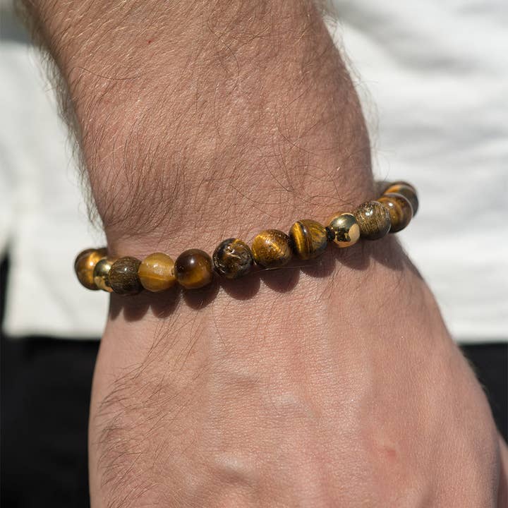 Steeltime NYC – Großhandel Perlenarmband – Steeltime Accent Tiger Eye Perlenarmband für Herren3
