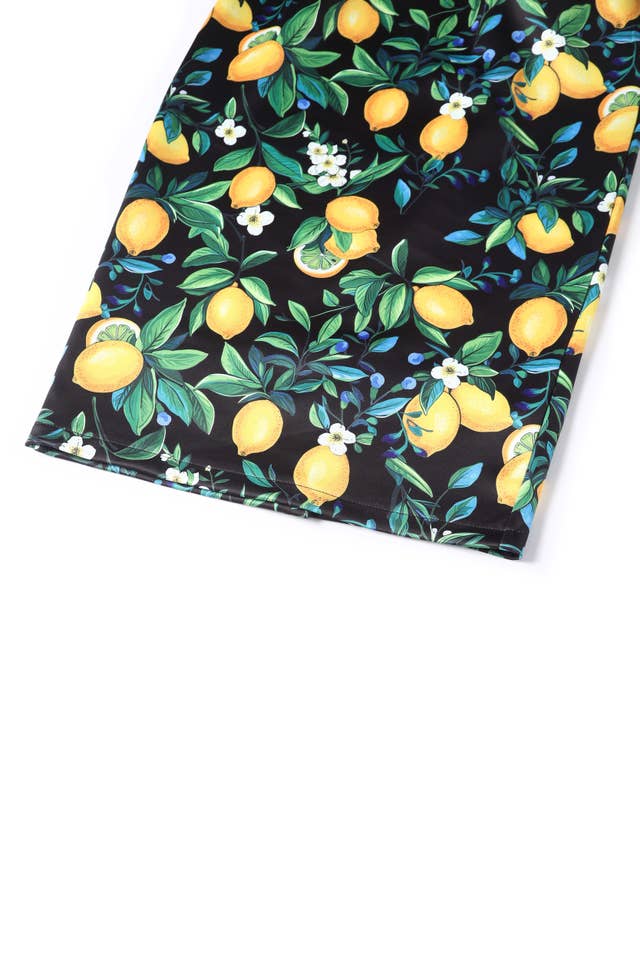 Dolly & Dotty - Wholesale Dress - Women's - Monroe Off-the-Shoulder Pencil Dress in Black Lemon Print16