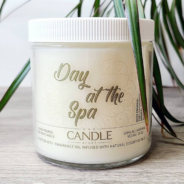 Day At The Spa Scented Candles, 100% All Natural Vegan Soy Wax Candles, Scented with Fragrance Oils Infused with Natural Essential Oils for wholesale by One Candle Story