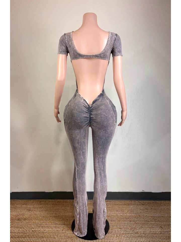 Dalia Studio - Wholesale Jumpsuit - Women's - MINERAL WASH OPEN BACK FLARE JUMPSUIT2