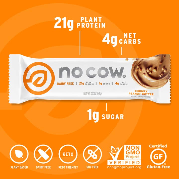 No Cow - Wholesale Snack Bar - No Cow Protein Bars, Chunky Peanut Butter, 12 Pack2