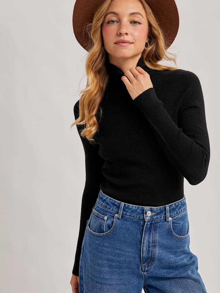 Bluivy - Wholesale Knit Sweater - Women's - WHOLEGARMENT MOCK NECK RIBBED KNIT SWEATER1