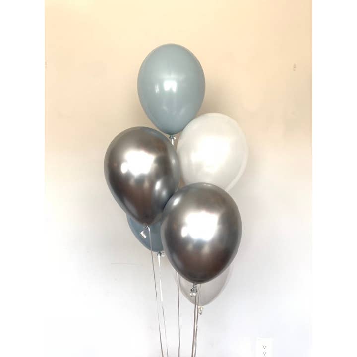 Hullaballoons - Vendita all'ingrosso A palloncino - Palloncini blu e argento smorzati | Set di 6 palloncini in lattice