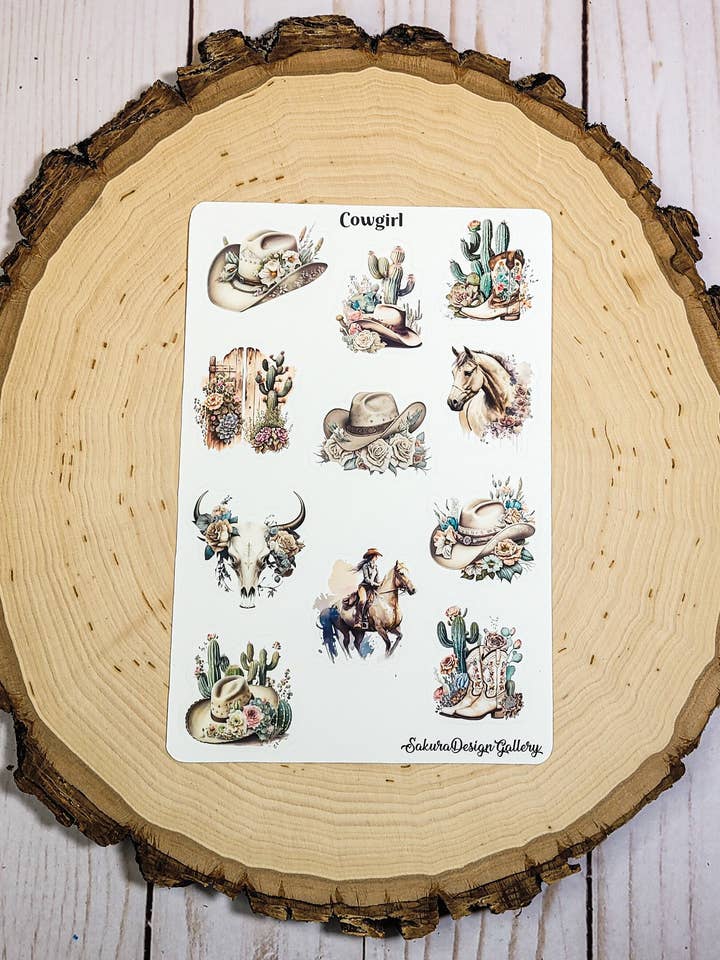 Cowgirl Stickervel, Country Stickers, Oude Westen Stickers voor wholesale door Sakura Design Gallery