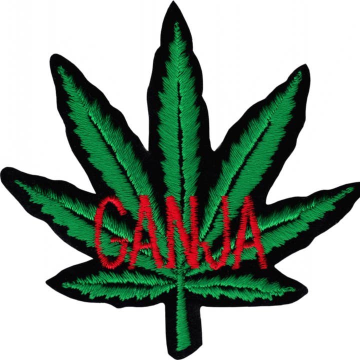 Patch - Pot Leaf - With Colored "Ganja" - Four Color Options for wholesale by Square Deal Recordings & Supplies