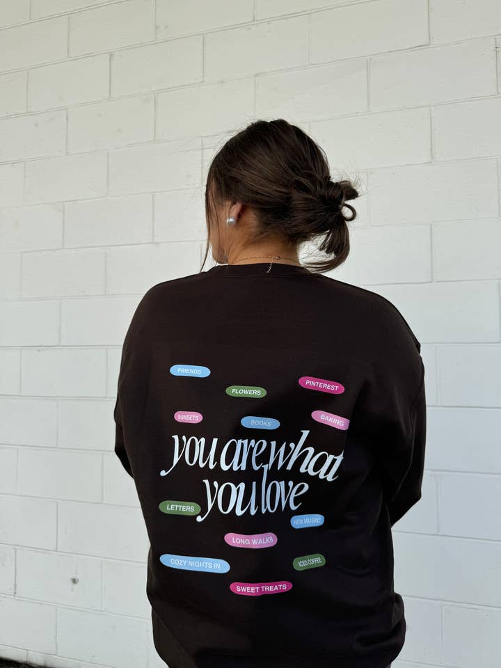 Charlie and Claire's - Wholesale Graphic Sweatshirt - Women's - Brown Colorful Trendy Crewneck