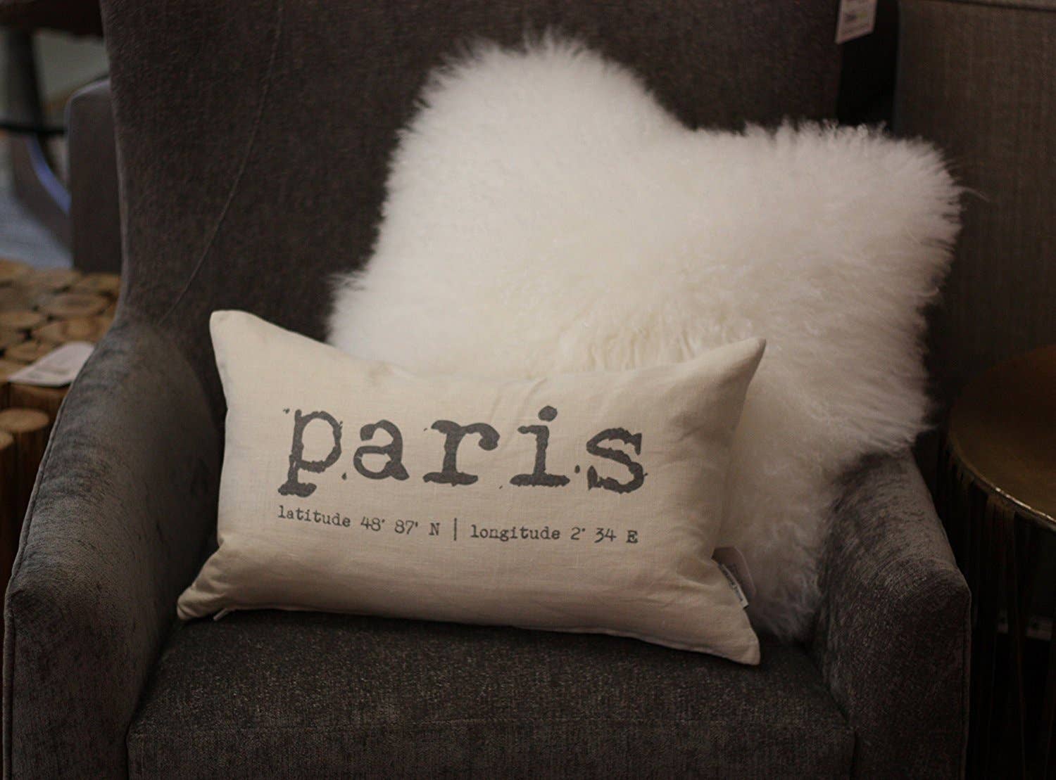 Pillow Decor – Großhandel Lendenkissen – [Benutzerdefinierter Standort] Graues Filz-Koordinatenkissen 12x194