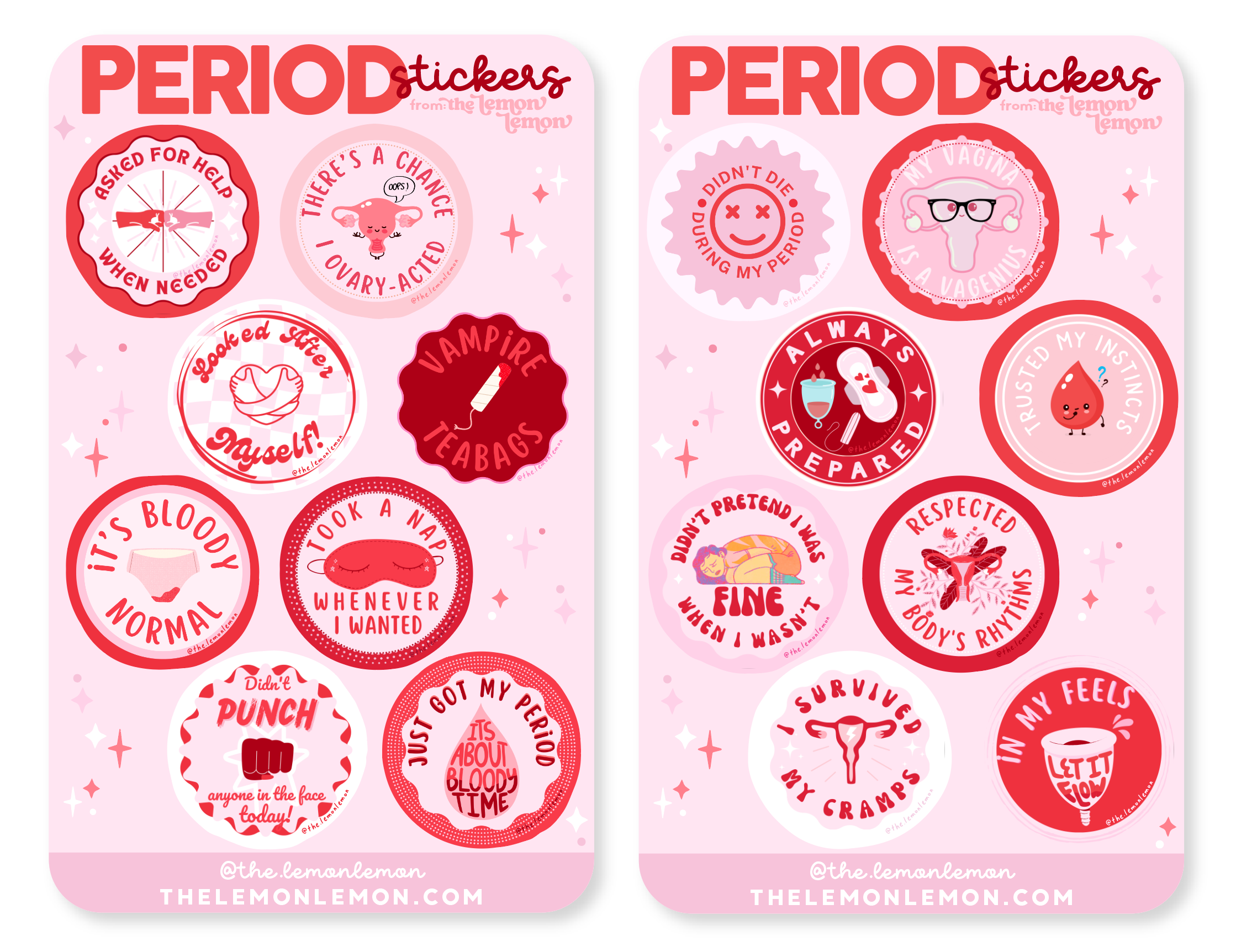The Lemon Lemon - Wholesale Sticker - Self-Care PERIOD Stickers • Vagina • Uterus • Menstruation 2