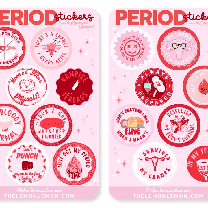The Lemon Lemon - Wholesale Sticker - Self-Care PERIOD Stickers • Vagina • Uterus • Menstruation 2