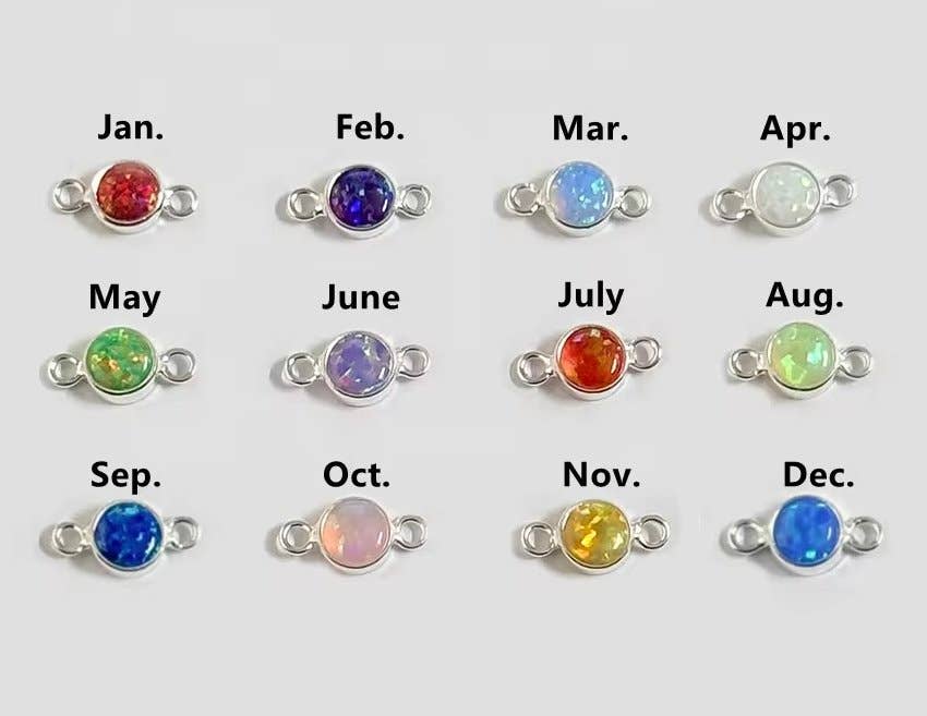 The Charm Gal - Wholesale Individual Charm/Pendant - Sterling Silver Opal Birthstone Connectors1