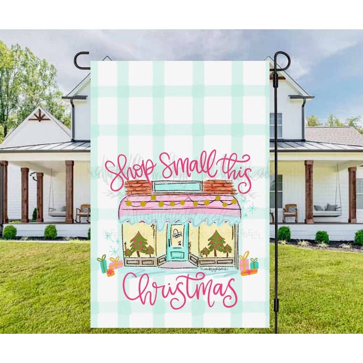 Compra en Pequeños Negocios Esta Navidad *Nombre de Tienda Personalizado* Bandera de Jardín para venta al por mayor de Doodles By Rebekah