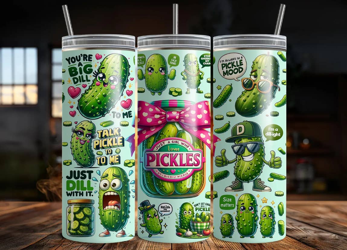 JAC Wholesale ā wholesale Insulated mug/tumbler ā Funny Pickle Humor Skinny Tumbler 20oz
