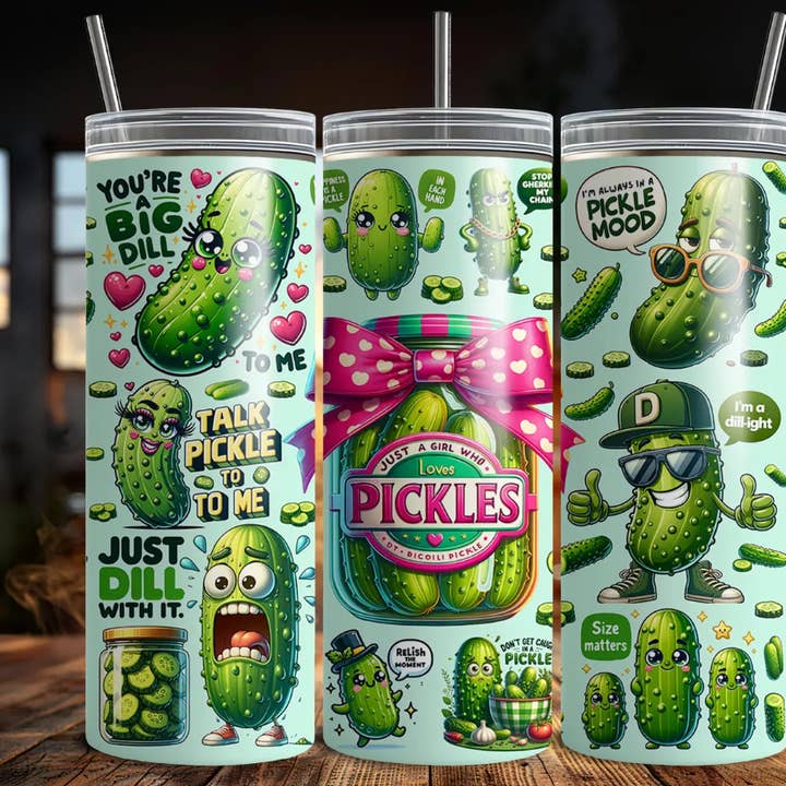 JAC Wholesale ā wholesale Insulated mug/tumbler ā Funny Pickle Humor Skinny Tumbler 20oz0