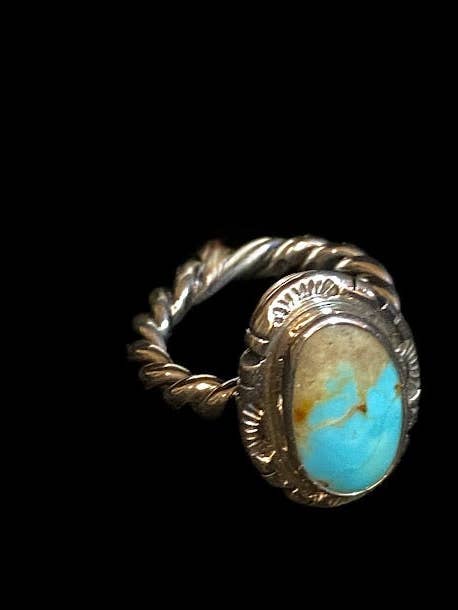 Anillo de plata de ley con auténtica turquesa sonorense de una sola piedra para venta al por mayor de Regul Silver