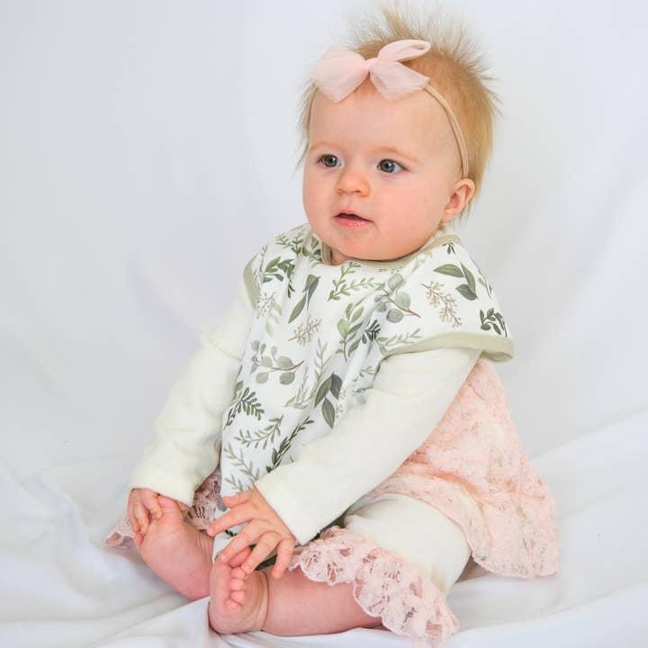 Village Baby - Wholesale Bib - Baby - Apron Bib for Kids and Babies - Graceful Greenery2