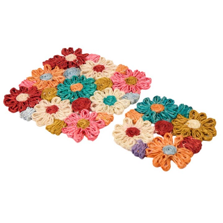 Fleur Woven Abaca Trivets, Set of 2 for wholesale by kubo