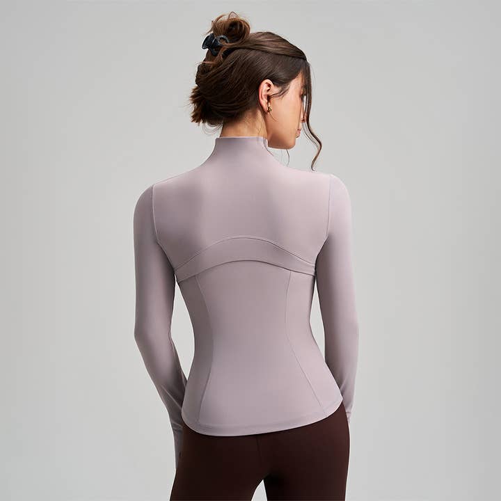Sodalemon – wholesale Athletic top – Women′s – Women Slim-Fit High-Neck Finger-Loop Yoga Long Sleeve9
