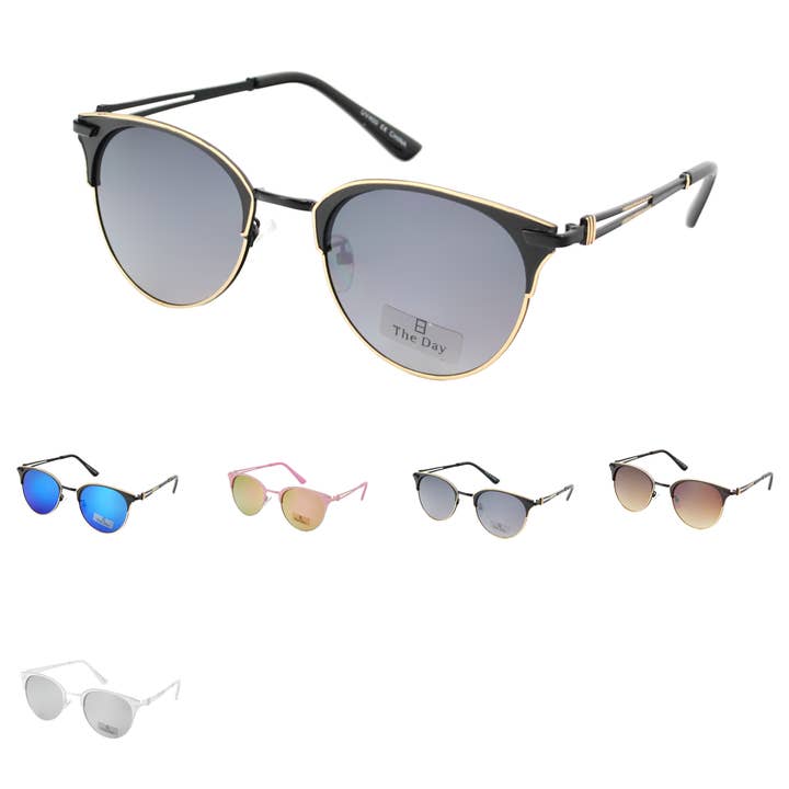 Lunettes de soleil Clubmaster modernes avec design de branche divisée TD10157 pour la vente par Hot Sunglasses Wholesale