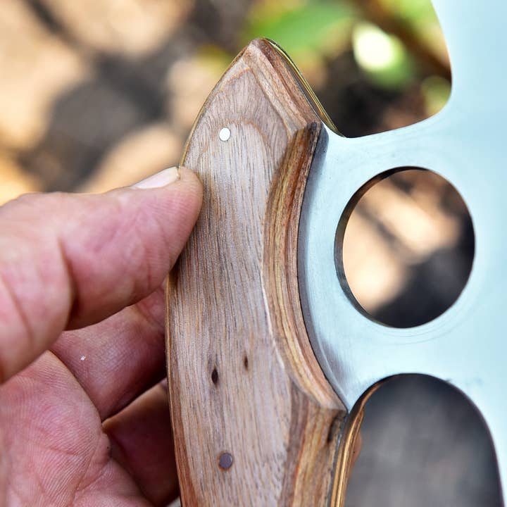 Handcrafted Elite Custom Wood and Steel Ulu Knife for wholesale by Deer Edge