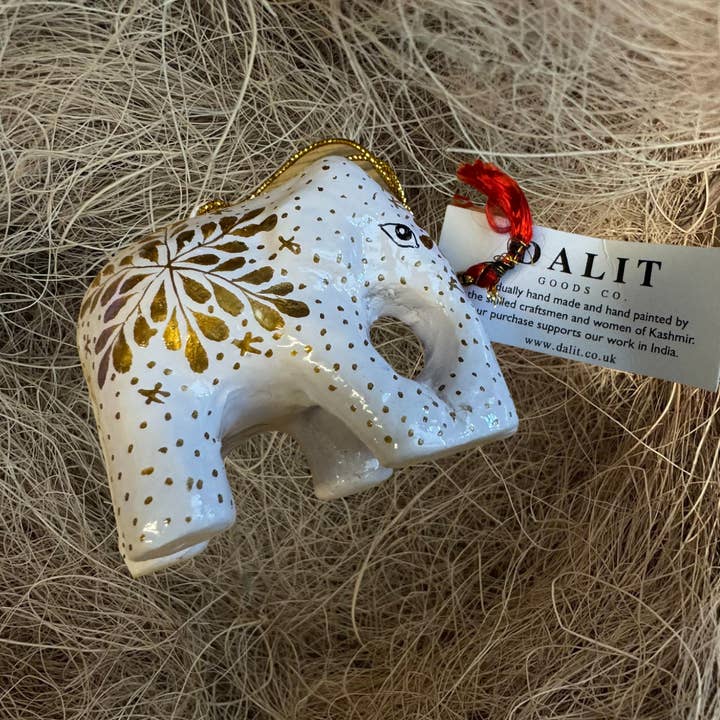 Dalit Goods Co - Wholesale Ornament - Hanging Christmas Decoration | White Snowflake Elephant
