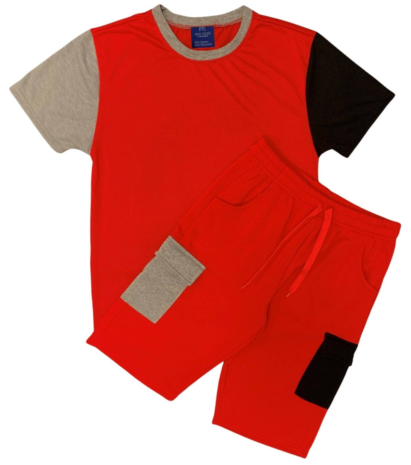 Royal Threads – Großhandel Loungewear-Set – Herren – 2-teiliges Herren T-Shirt mit Rundhalsausschnitt und passendem Cargo-Shorts-Set3