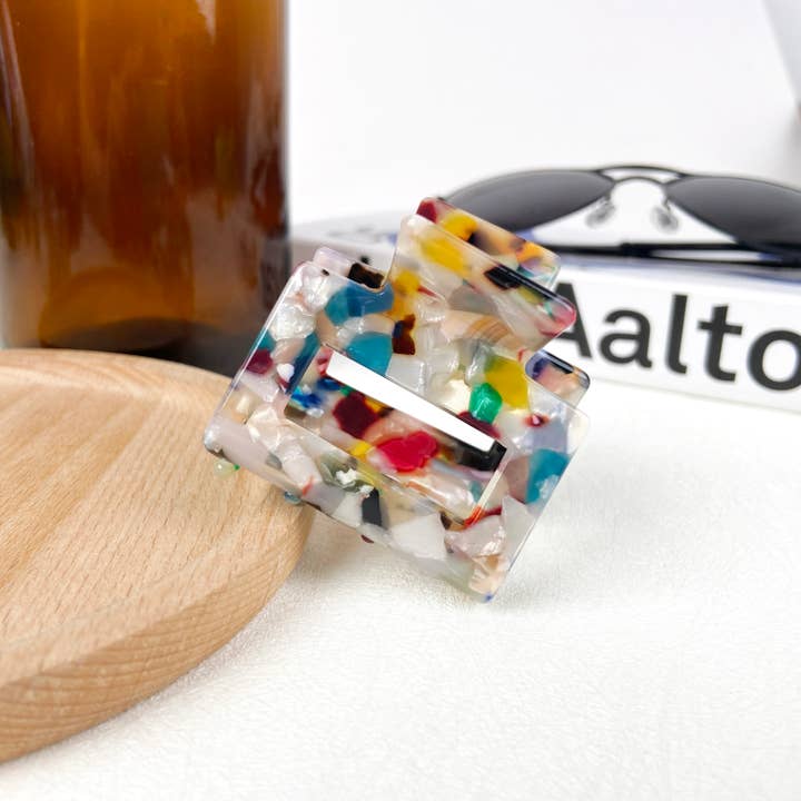 TheDivaSoap - Wholesale Hair Clip - Women's - Square Acetate Hair Clips Multicolor Small Claw Clip