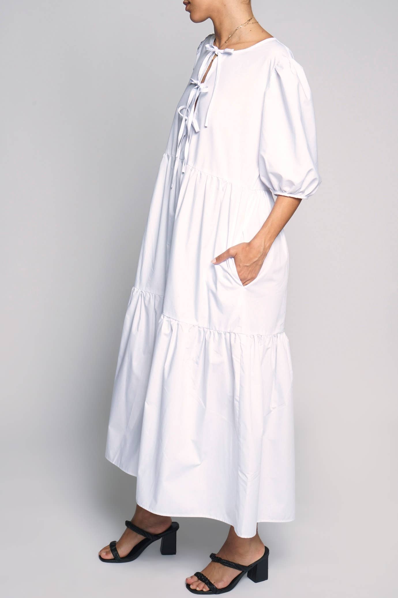 Sans Souci - Wholesale Jurk - Dames - POPLIN MAXIJURK MET STRIKSLUITING VOOR5