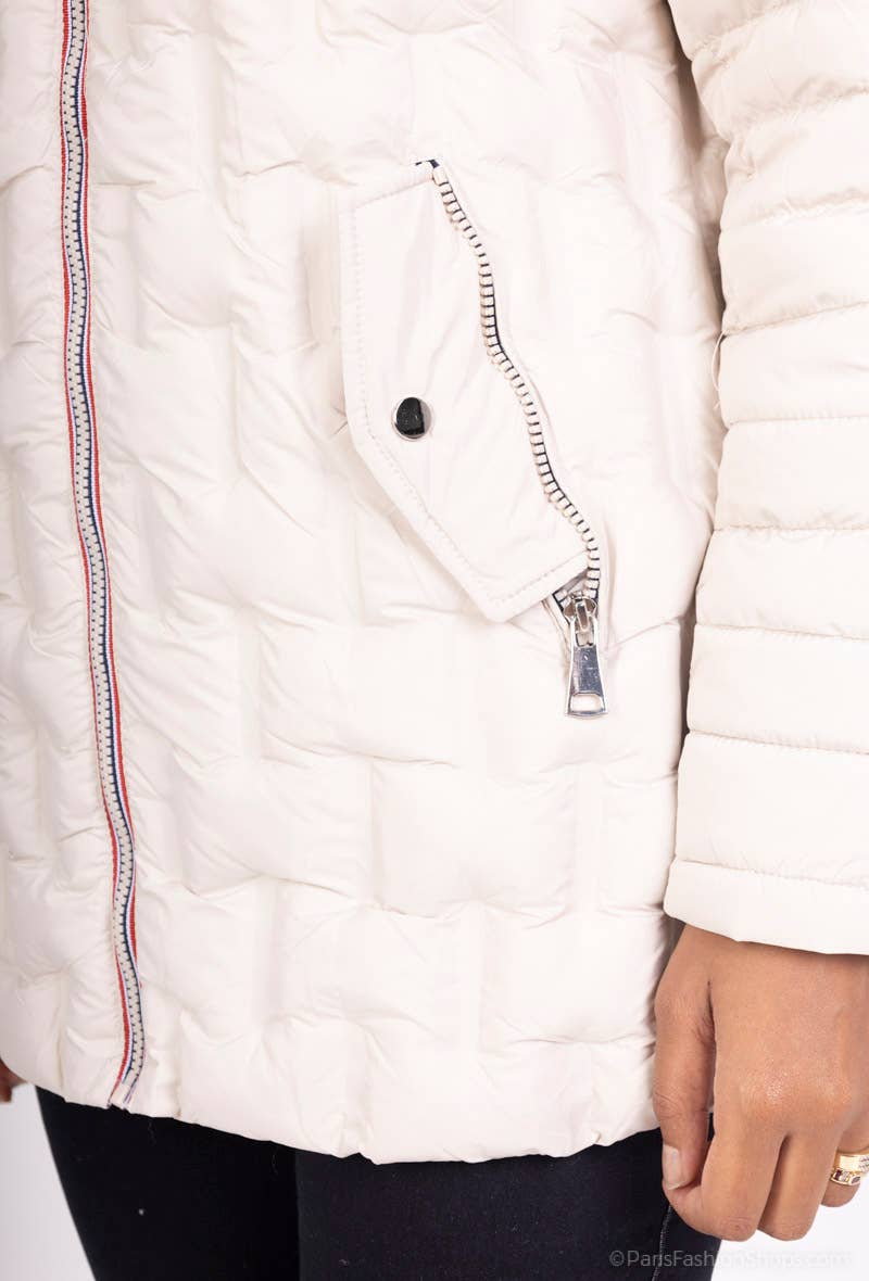 Saturne Paris - BIG SIZE EXCLUSIVE - Wholesale Puffer Jacket - Women's - TG356W41 Ecru Reversible Down Jacket, M to 5XL5