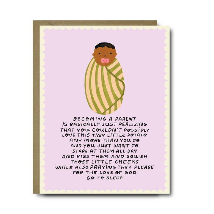 Becoming a Parent Go To Sleep Baby Greeting Card for wholesale by Black Lab Studio
